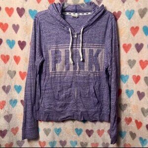 Victoria’s Secret PINK Full Zip Marl Purple Hoodie Logo Large VS